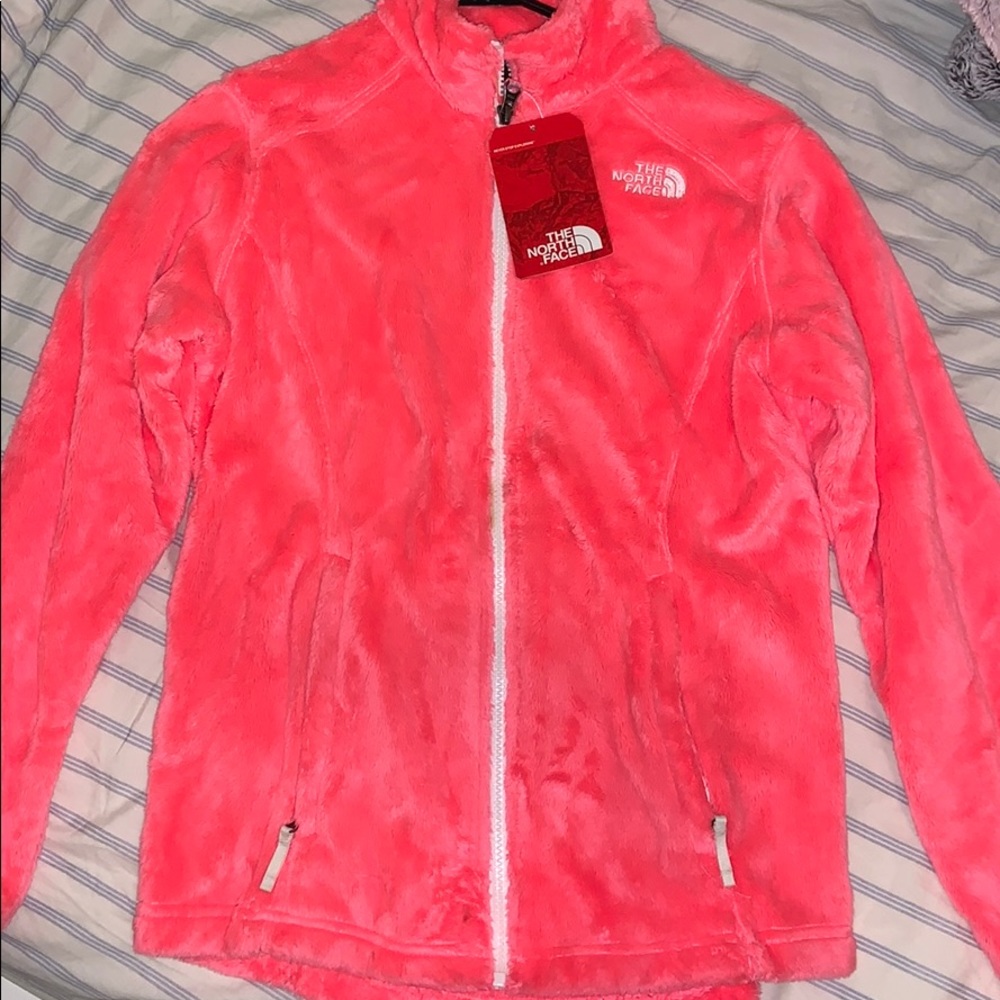 North face fuzzy zip up jacket